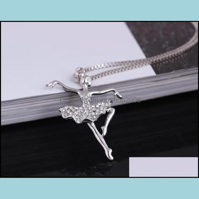 silver necklace necklaces hot sale crystal ballet pendants necklaces for women girl party fashion jewelry wholesale free shipping