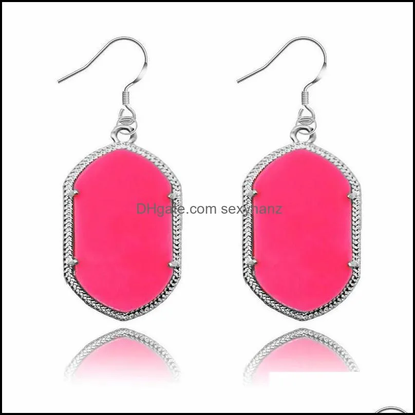 foreign trade europe and the united states personality big earrings silver side acrylic geometric earrings retro alloy pendant earrings