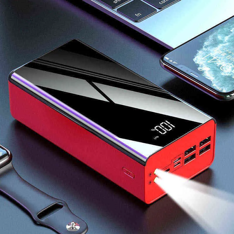 Power Bank 100000mAh - Chargeur Portable Avec écran LCD, 4 Ports USB, Lampe De Poche, Pour Téléphone, Tablette, Voyages