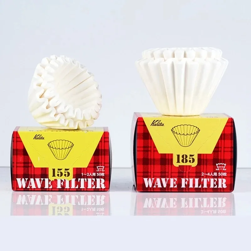 Kalita Wave Paper Filter 50 Sheets Pour Over Coffee 155# for 1 To 2 Cups/185# 2-4 Cupsr 50p Hand Brew s 220509