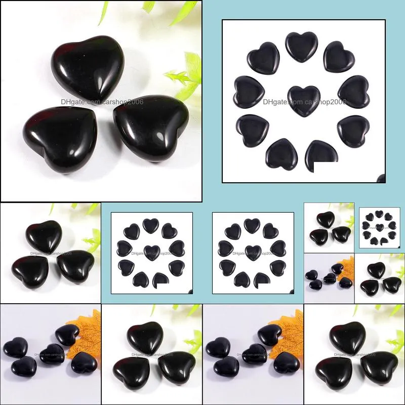 Natural stone 25mm Non-Porous heart Black Onyx Chakra Healing Stone Guides Meditation ornaments jewelry accessory