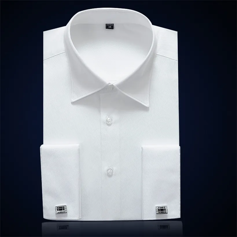 Fransız Manşet Erkek Örgün Iş Elbise Gömlek Katı Erkek Parti Düğün Smokin Gömlek Kol Düğmeleri 220323