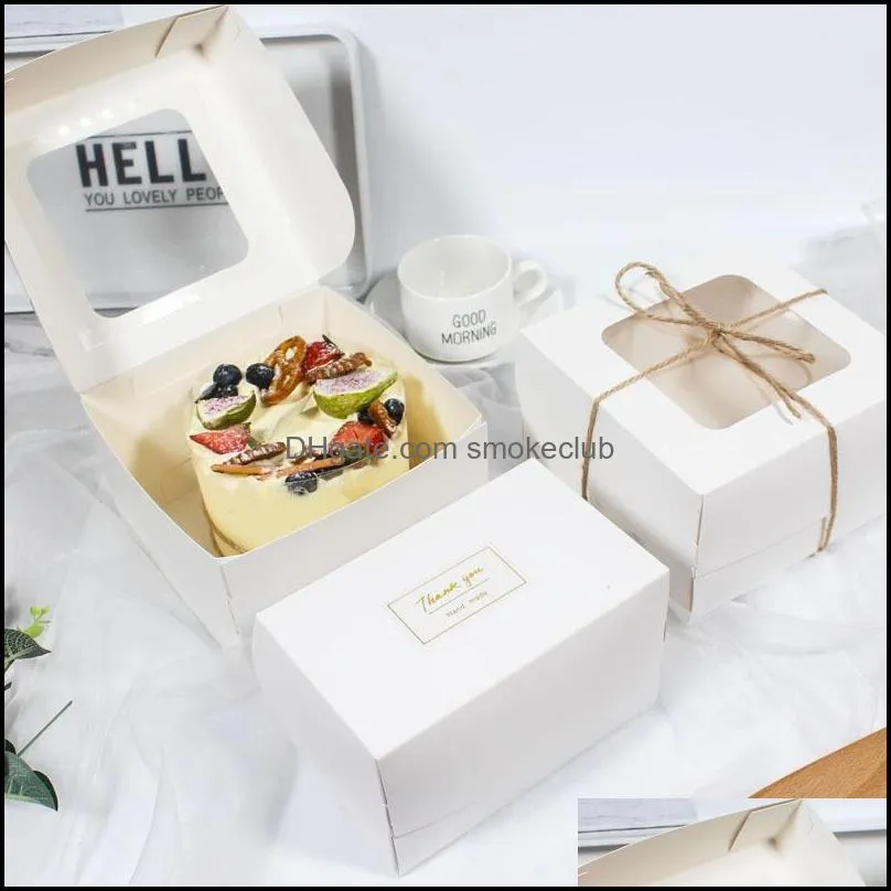 Disposable Dessert Boxs Baking Afternoon Tea Window Container Small Folding Simplicity Packing Box High Quality 0 78pm O2