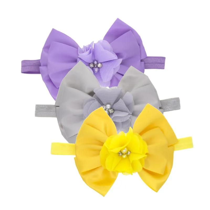 Accessori per capelli fascia personalizzati per ragazze cappello solido bowknot elastico bambino floreale da 3pc elastichair per neonati