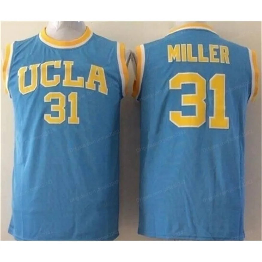 Nikivip billig anpassad UCLA # Millerbasketball Jersey Men Stitched Blue Any storlek 2xs-5xl Namn och nummer vintage toppkvalitet