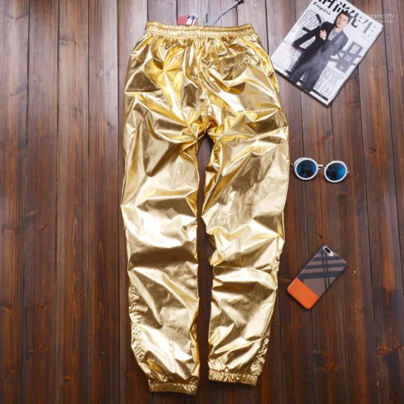 Männer Hosen Plus Größe 8XL Frühling Frauen Lose Silber Harem Weibliche Casual Shiny Jogger Jogginghose Motorrad Metallic HosenHerren Heat22