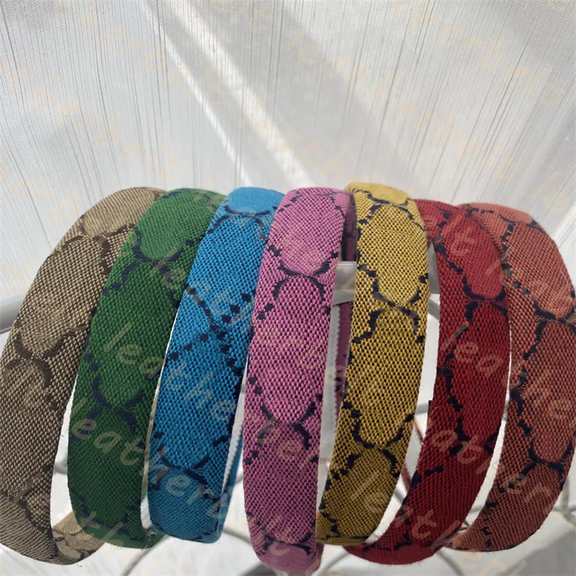 Womens Rainbow Pannband Designer Letter Hair Hoop Mode Elastiskt Sport Hår Hand Huvudbonader