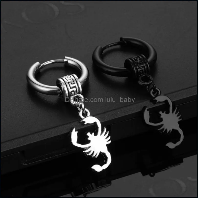 titanium steel body piercing jewelry dangle scorpion earring hoops  pendant hoop earrings for men and women