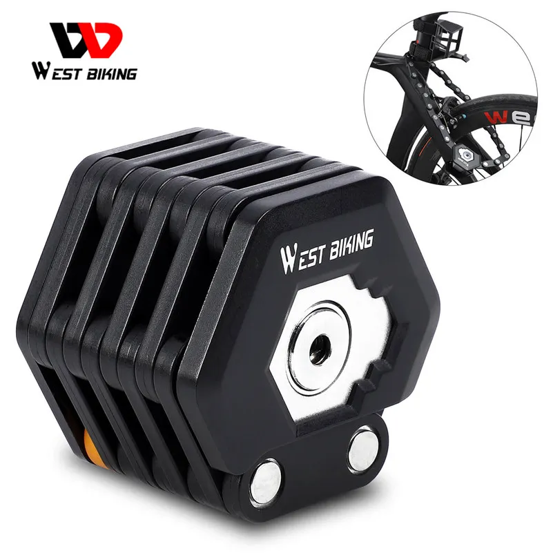 West Biking opvouwbare fietslot MTB Road Bicycle Hamburg Lock High Security Anti-deft scooter Elektrische e-bike cycling-kettinglock