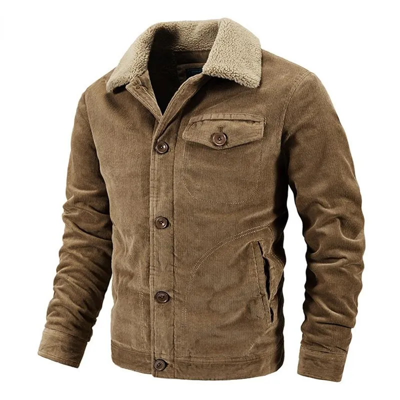 Men's Jackets Men Fleece Thicken Warm Fashion Casual Coats Large Size L-6XL Slim Windbreaker Corduroy Winter Jacket