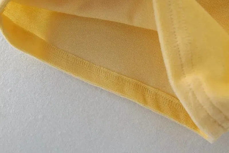 Aproms Yellow Velvet Crop Top And Shorts Women Set Summer Embroidery