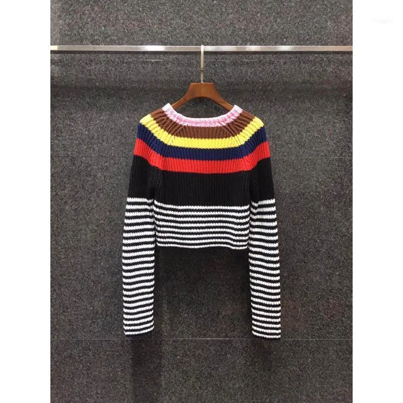 Pulls pour femmes 2022 automne mode pulls haute qualité femmes rayé modèles tricot à manches longues décontracté dames doux tricots