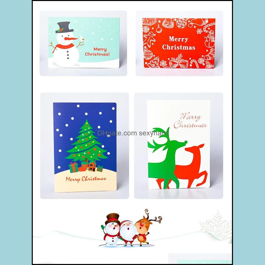 8 pcs/lot Christmas Card Snowman Santa Claus Christmas Greeting Card with Envelope Mini Greeting Thank You Card New Year Gift Cards