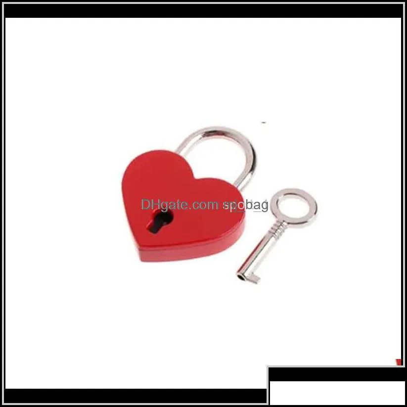 Door Locks Heart Shaped Vintage Mini Love Padlocks With Key For Handbag Small Lage Bag Diary Book Dha2698 Axkga K7Nlg