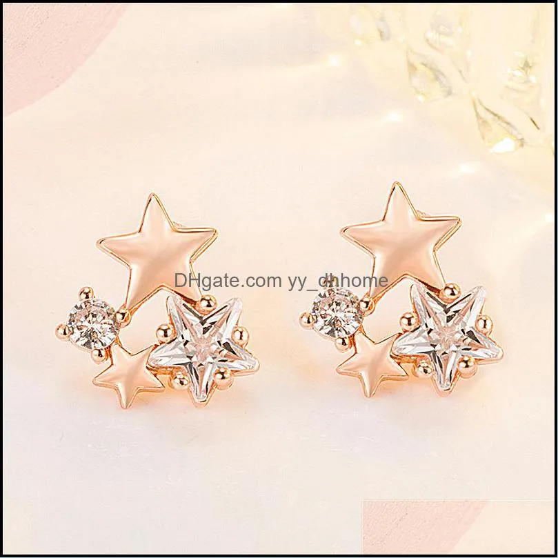 star earrings inlaid with five-pointed star diamond earrings simple small cold wind zircon super flash earrin yydhhome