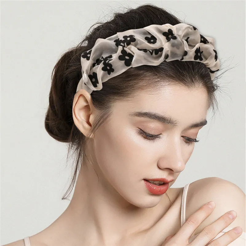 Ruoshui mulher meninas floral dobra cabeleira mulheres acessórios de cabelo bezel headwear headwear ornamentos headwrap