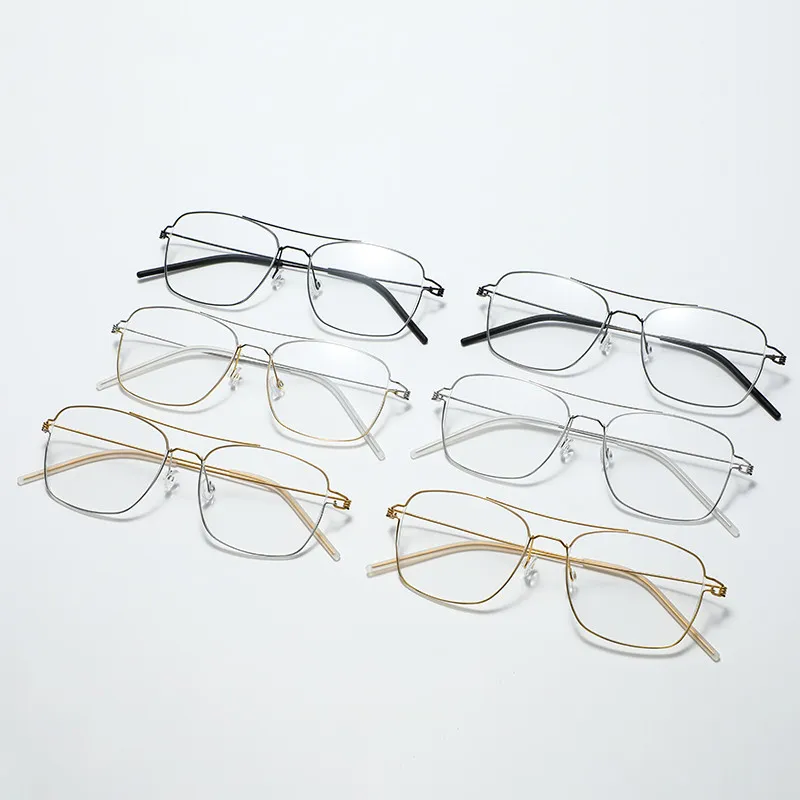 Mens Designer نظارة شمسية أزياء النظارات الشمسية إطارات النظارات غير القابل للصدأ إطار للنساء مربع كبير الكامل حافة النظارات البصرية النظارات عالية الجودة