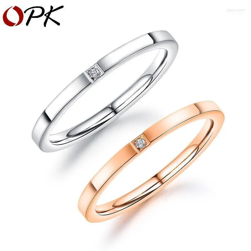 Cluster-Ringe Japanischer koreanischer Ring weiblich vergoldetes Roségold einzelner Diamant Titanstahl Damen einfache Mode Netzwerk roter Zeigefinger Edwi2