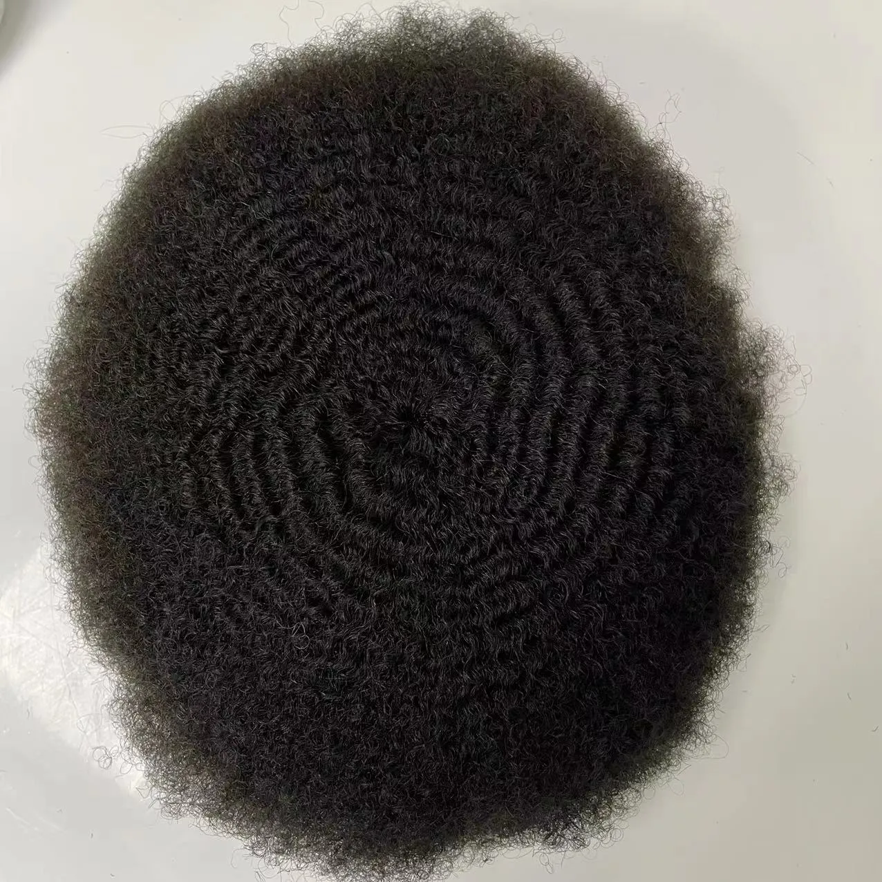 6mm Welle Afro Vire menschliche Haar Ersatz Hand gebunden #1B Full Lace Toupes für schwarze Mann in Amerika schnelle Express -Lieferung