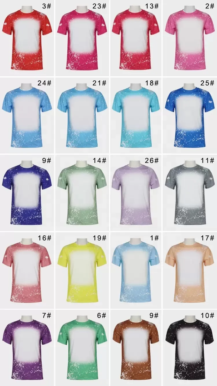UPS Men Women Party Supplies Sublimation Bleached Shirts Heat Transfer Blank  Bleach Shirt Bleached Polyester T-Shir…