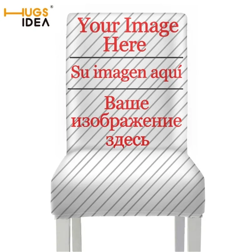 HUGSIDEA Custom Your ImageName Chair Cover Elastic Stretch Seat Covers Dining Room Removable Washable 220607