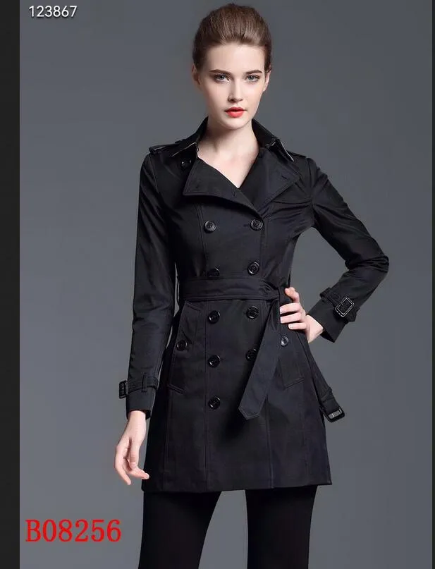Classic Women England Middle Long Trench Coat/High Quality Brand