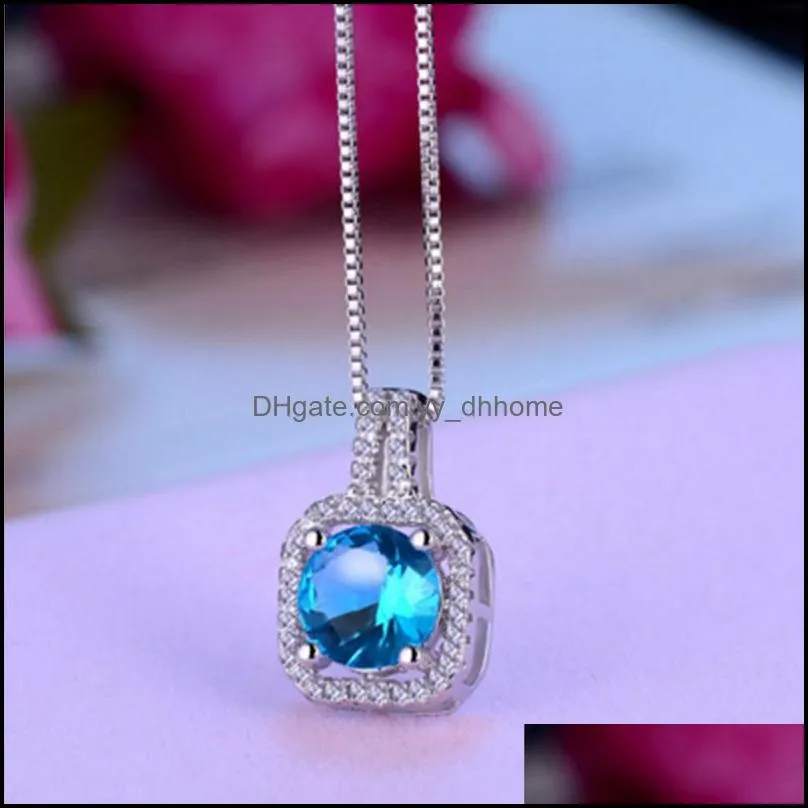 Fashion Simple Jewelry 925 Sterling Silver Round Cut 5A Cubic Zirconia CZ Party clavicle Chain Diamond Women Cute Necklace Penda 52 L2