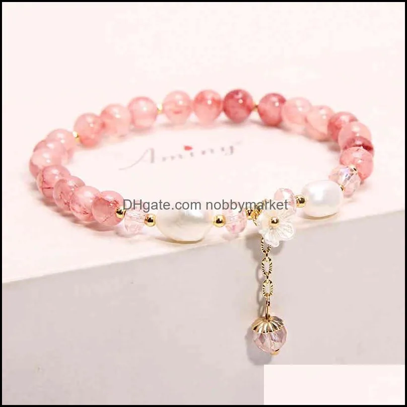 Natural garnet crystal bracelet  water real pearl lady`s shell flower is Korean boudoir Jewelry