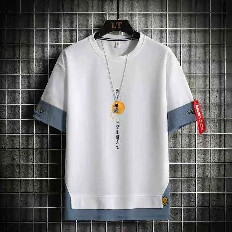 Moda maniche corte moda o collo hip hop streetwear nero bianco t-shirt da uomo 2022 abiti estivi top magliette maglietta Y220630