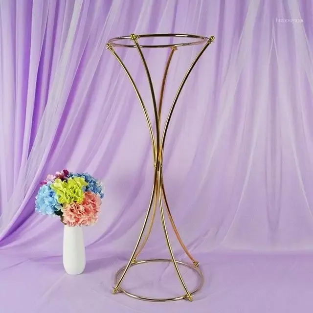 Centro de mesa de la boda del soporte del florero del metal del oro de la trompeta del diseño para Yudao