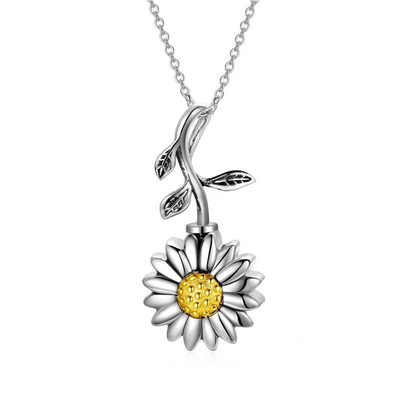 Catene Girasole Cremazione Gioielli Per Ceneri Donne Keepsake Ciondolo Commemorativo In Acciaio Inossidabile Urna Collana Ceneri Umani Catene