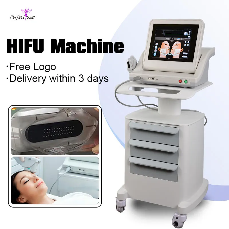 Portable HIFU Face Lift Skin Care Hoge Intensity Focused Ultrasound Machine met 3 en 5 cartridges voor gebruik van thuissalon