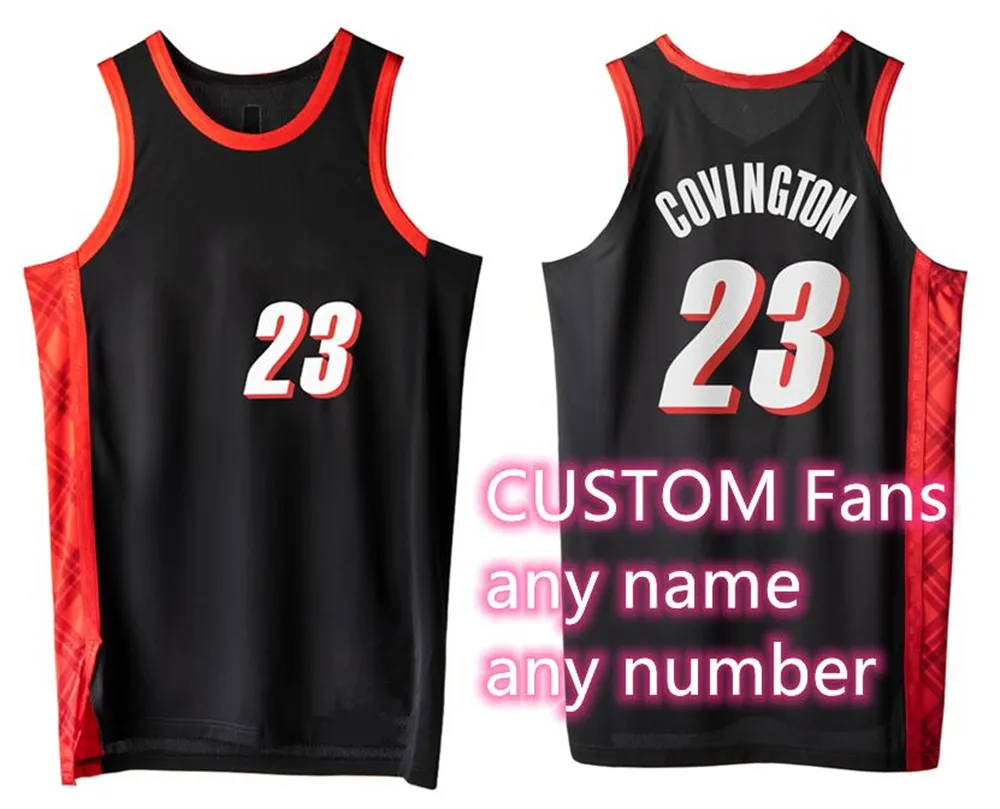 Tryckt Portland Custom Diy Design Basketballtröja Anpassning Team Uniforms Skriv ut Personliga Any Name Number Män Kvinnor Kids Ungdom Boys Black Jersey
