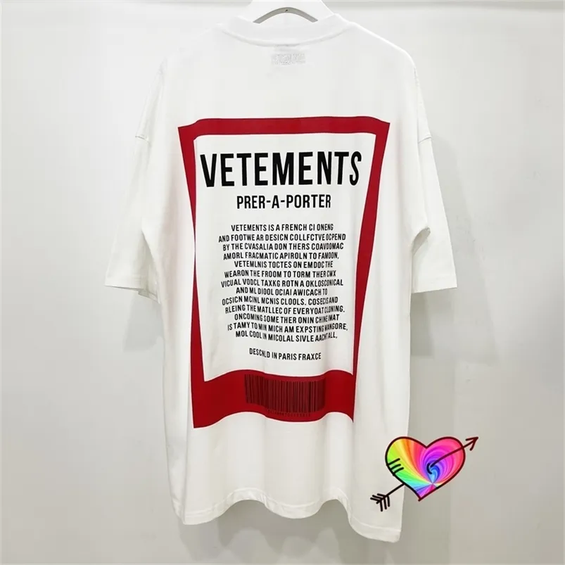 Dikke stof Vetementen T-shirt Men Vrouwen oversized achterste kraag tonale geborduurde brief Big Red Track Vetements T-shirt Tops 220707