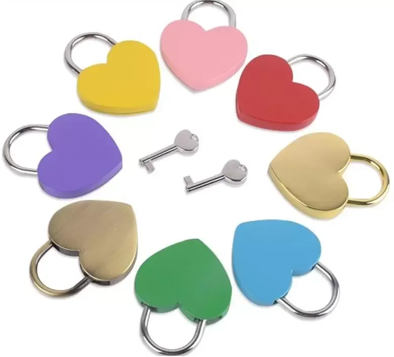 7 kleuren hartvormige concentrische vergrendeling metaal mulitcolor sleutel hangslot gym toolkit pakket deur sloten bouwbenodigdheden dh94