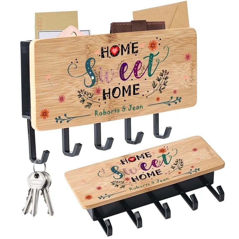 Aangepaste geschenken gepersonaliseerde zoete home hanger sleutel aansluiting decoraties creatieve houten meubels sleutels houders 220707