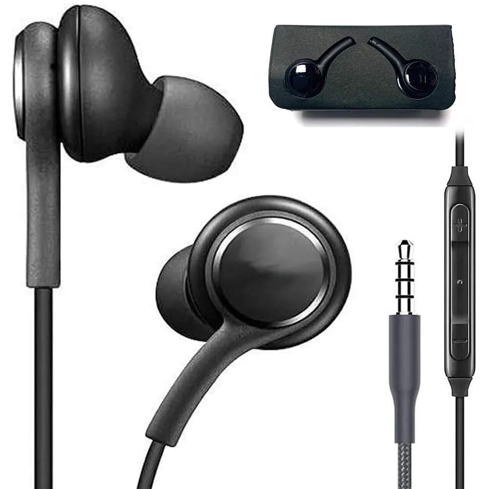 3,5 mm trådbundna hörlurar för Samsung Galaxy S8 S10 i hörlurar hörlurar med mikrofon