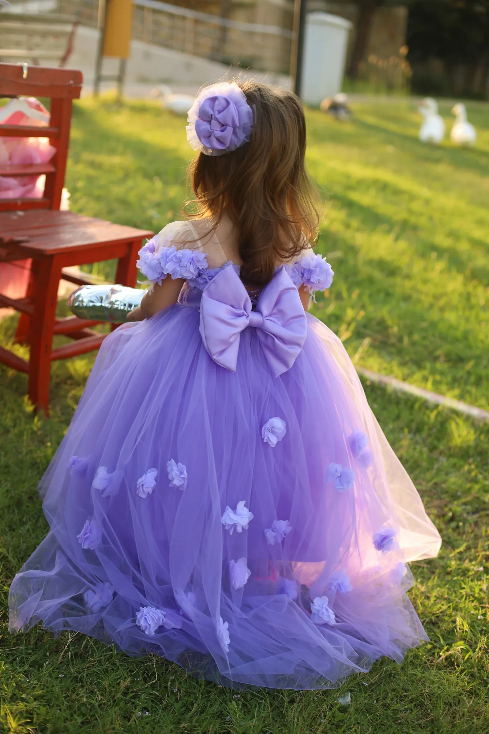 Abito da bambina a fiori lilla lavanda Primo compleanno Bambina Prima  Comunione Abito da sposa con fiocco