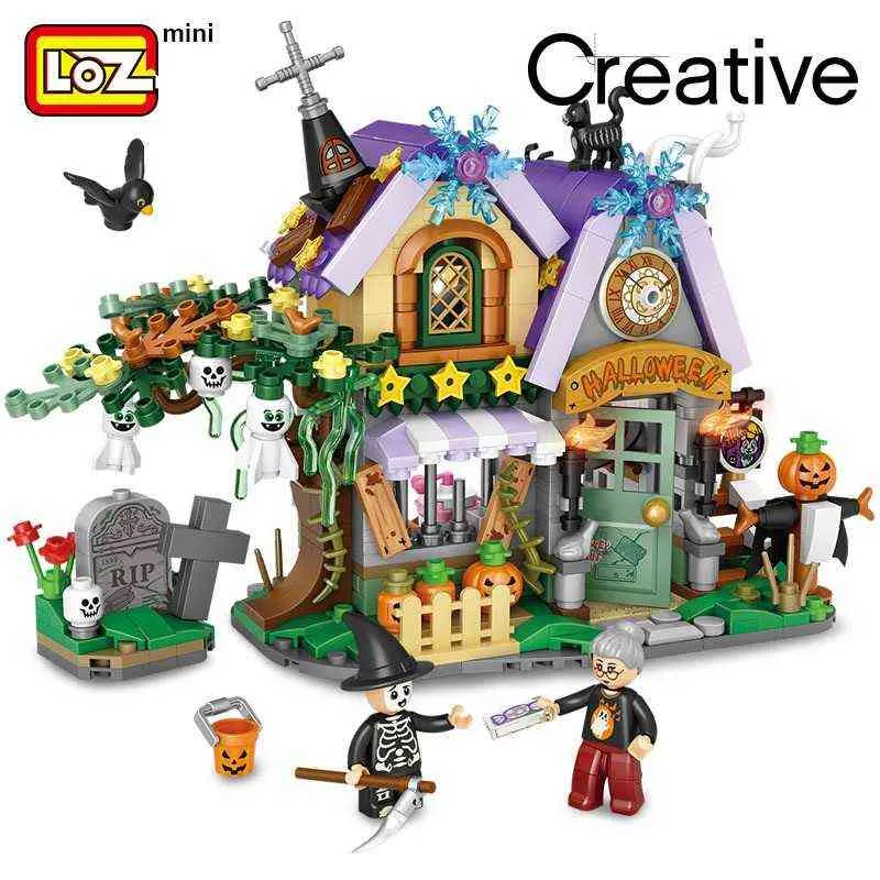 Loz Halloween House Halloween Haunted House Building Buildings Piccole particelle Assemblaggio giocattoli J220624