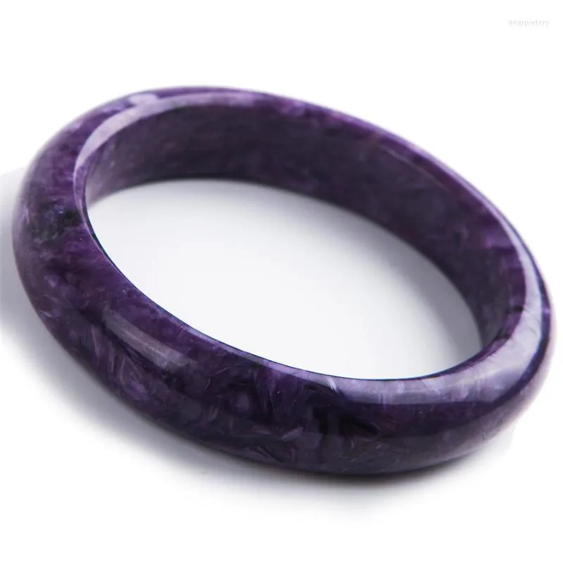 Bangle Diâmetro interno de 62 mm Genuíno roxo charoite Bulbões de pedra natural Bracelets para Womenbangle Inte22