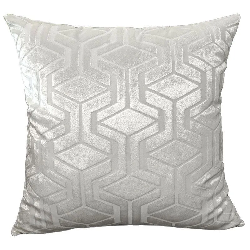 Cushion/Decorative Pillow White Ivory Jacquard Velvet Geometric Cushion Cover Throw Case Home Decorative Living Room