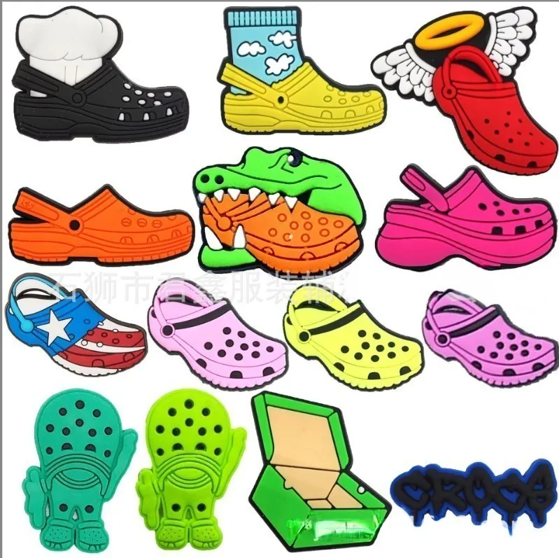 MOQ100PCS BUTE CZĘŚCI BUTKI BUTY ŚWIĘTE BUTÓW ZACHODY PVC CLOG CHARKLE MSEKLE AKCESALIZACJA BRANDELE BRANDB