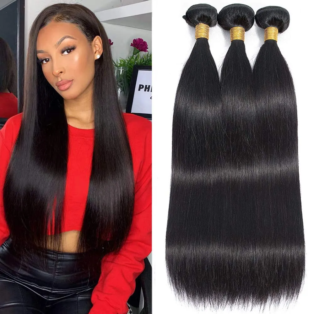 Peruvian Straight Hair Bundles Human Hair Weft Weave For Black Women Quality Extensions Natural Color Julienchina Durable Weaving 3 or 4 Bundle 9A