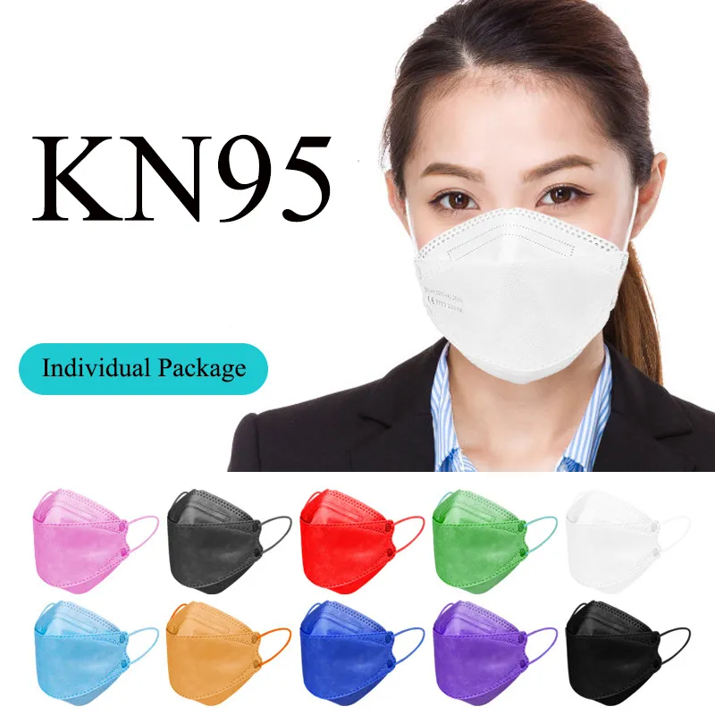 Maschera Kn95 tipo bocca di pesce adulto monouso protettivo a cinque strati protettivo 3D confortevole maschera foglia di salice traspirante confezione individuale