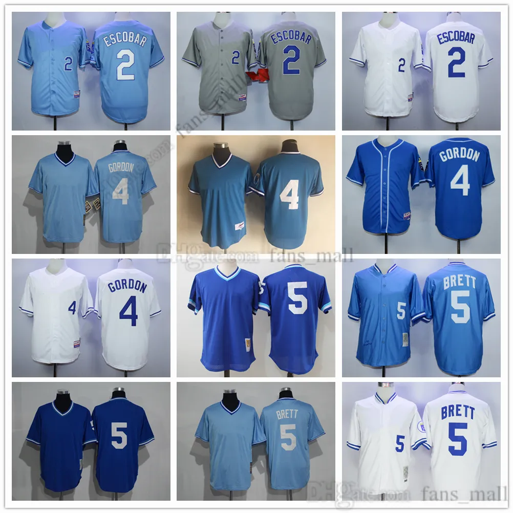 Film 1938 Throwback Baseball Jersey Vintage 2 Alcides Escobar Jersey 4 Alex Gordon 5 George Brett cousue Sport Breathable Sport Man High Quality