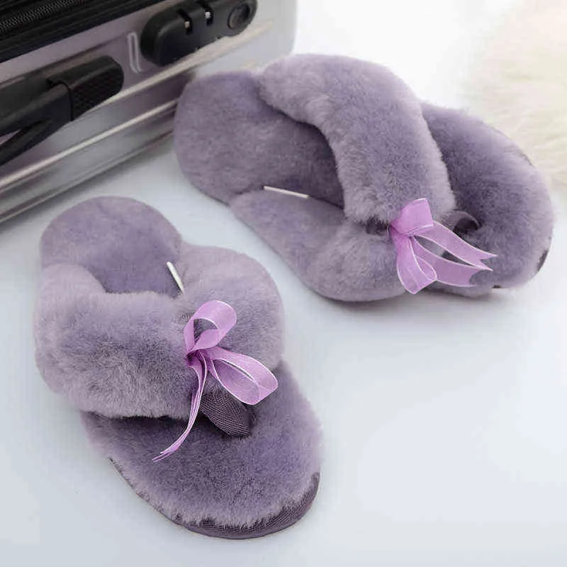 Cheap New Natural Sheepskin Lady Casual Home Shoes Fur Slippers Fashion Winter Women Indoor Slippers Warm Wool Home Slippers J220716