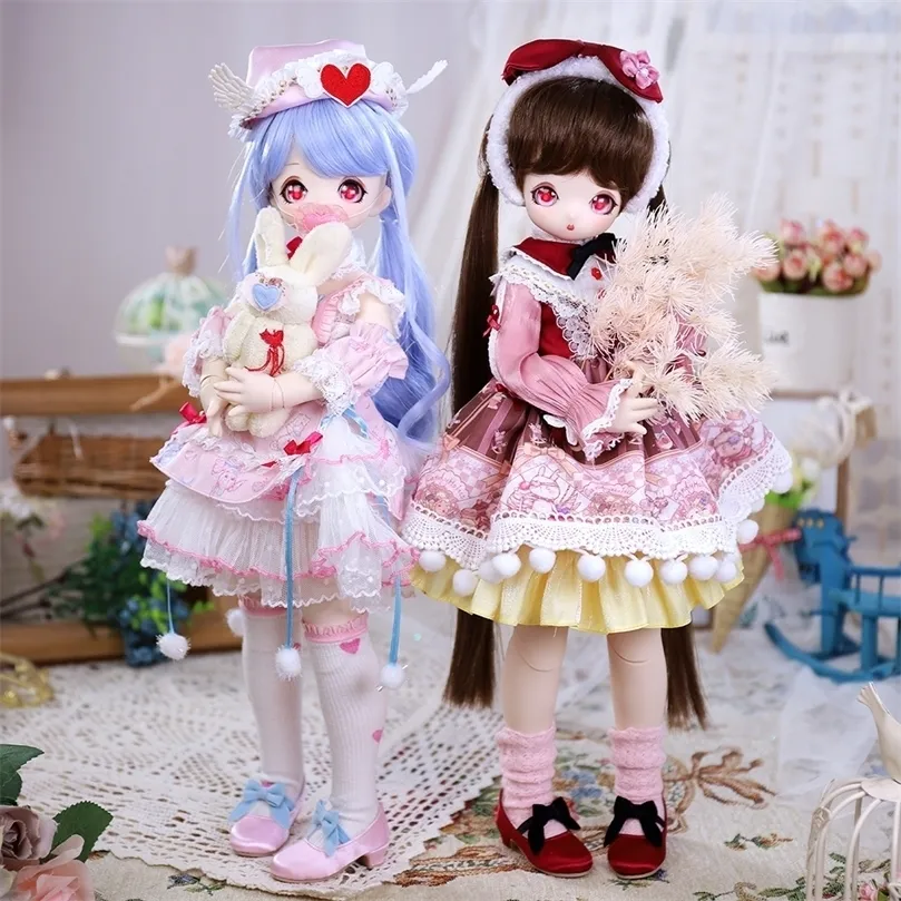 Dream Fairy 14 BJD Anime Style 16 inç top eklemli bebek Giysiler Dahil Kahveler için Kawaii Dolls MSD 220707