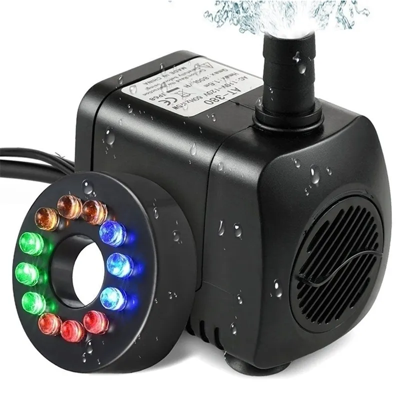 15W Electric Submersible Water Fountain Pump With 12LED UK Plug For Pond Garden Pool rium Fish Y200917