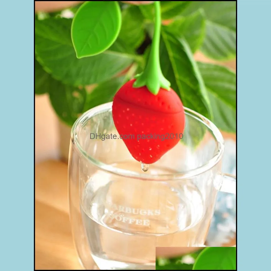 Strawberry shape silicon tea infuser strainer silicon tea filler bag ball dipper