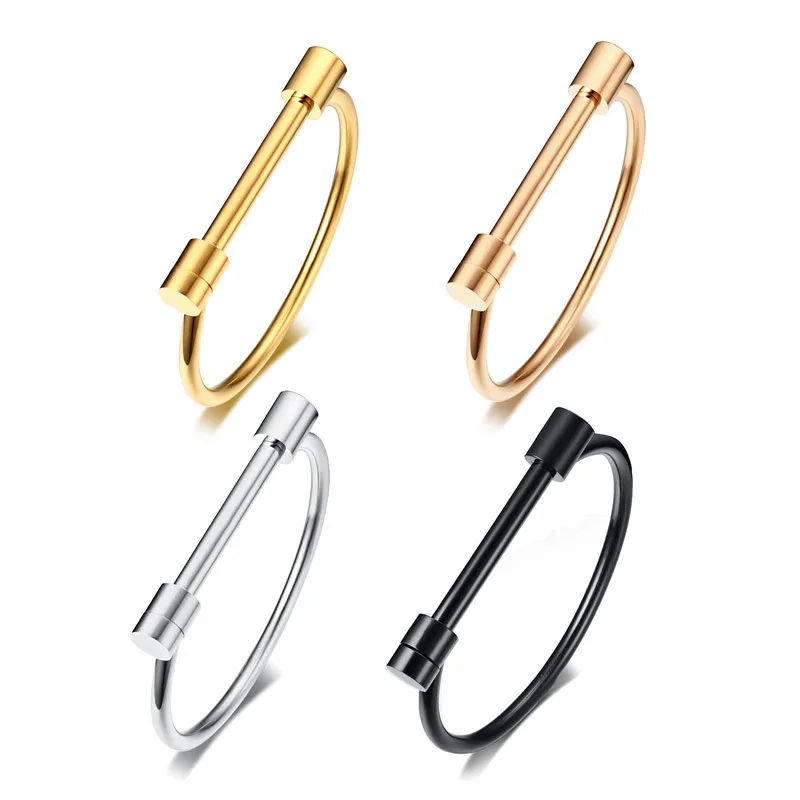 4 Color Cuff Bangle D Shape Bar Screw Shackle Horseshoe Bracelet Stainless Steel Jewelry For Men Women Unisex Fashion Gifts